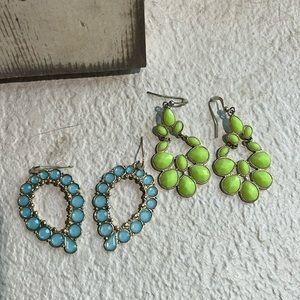 Set of 2 fashion dangle drop colorful fashion earrings